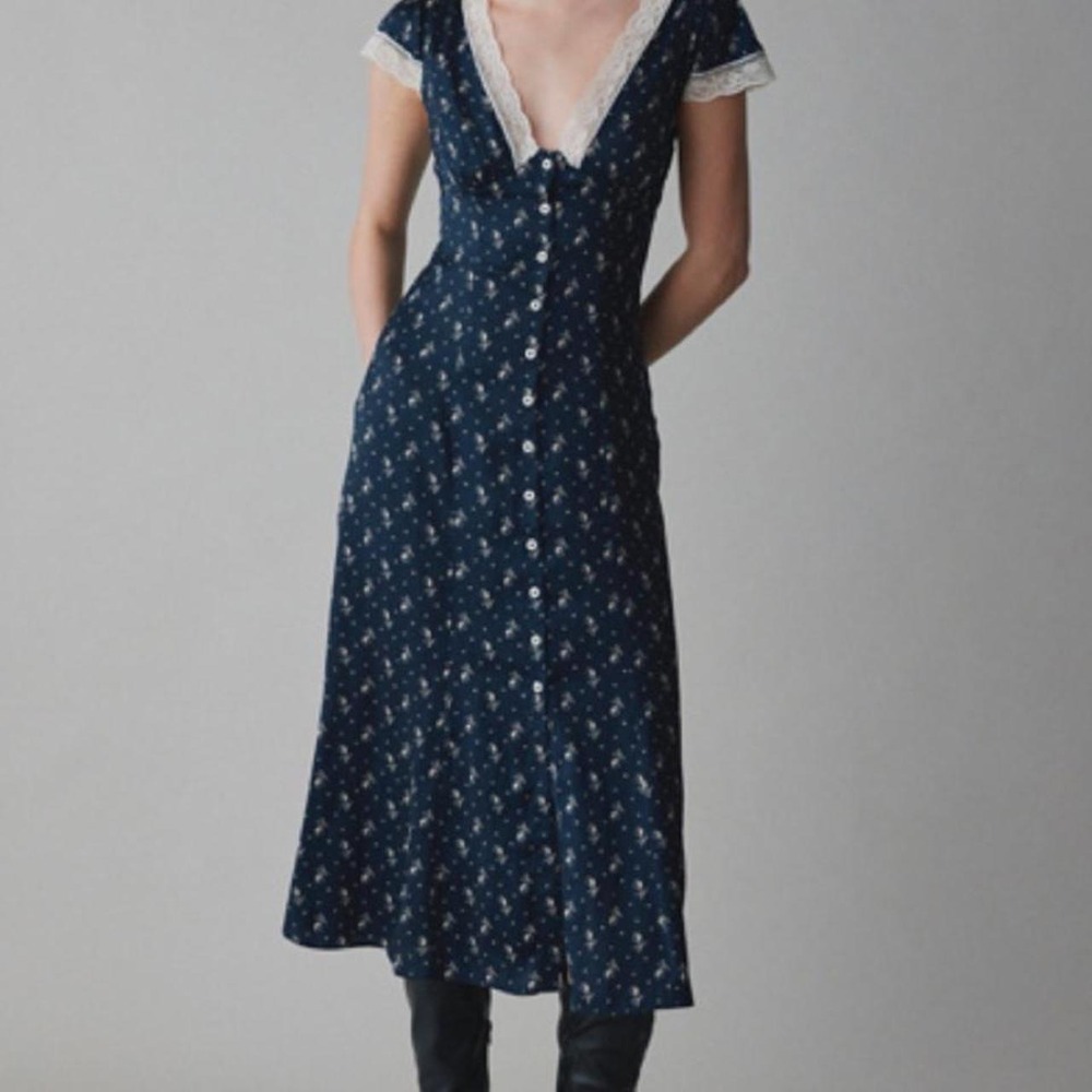 Urban Outfitters Kimchi Blue Faye Lace Trim Midi Dress